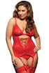 Sexy Red Midnight Affair Bustier Thong Handcuff Plus